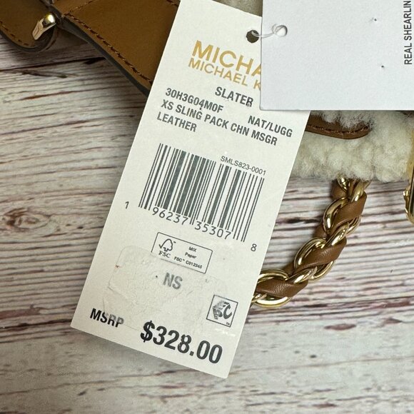 MICHAEL KORS Slater Shearling Small Sling Pack Chain Messenger - Picture 4 of 4